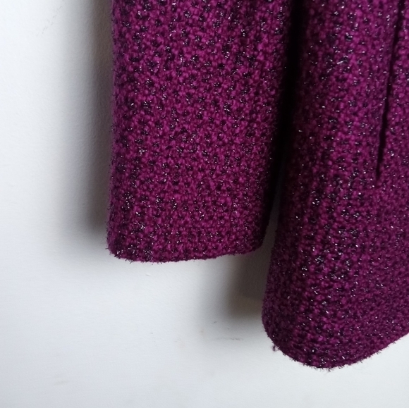 Neiman Marcus Exclusive Burgundy Red/Black Metallic Wool Blend Blazer size 16 - Picture 4 of 14